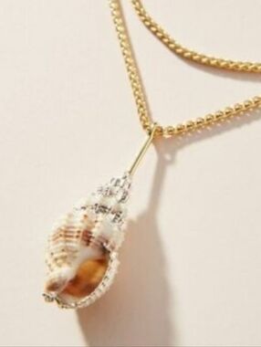 Free People Gold Shell Pendant Layered Necklaces